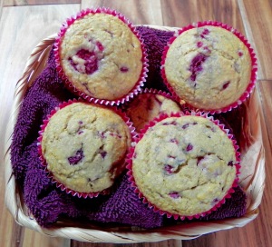 hearty raspberry muffins